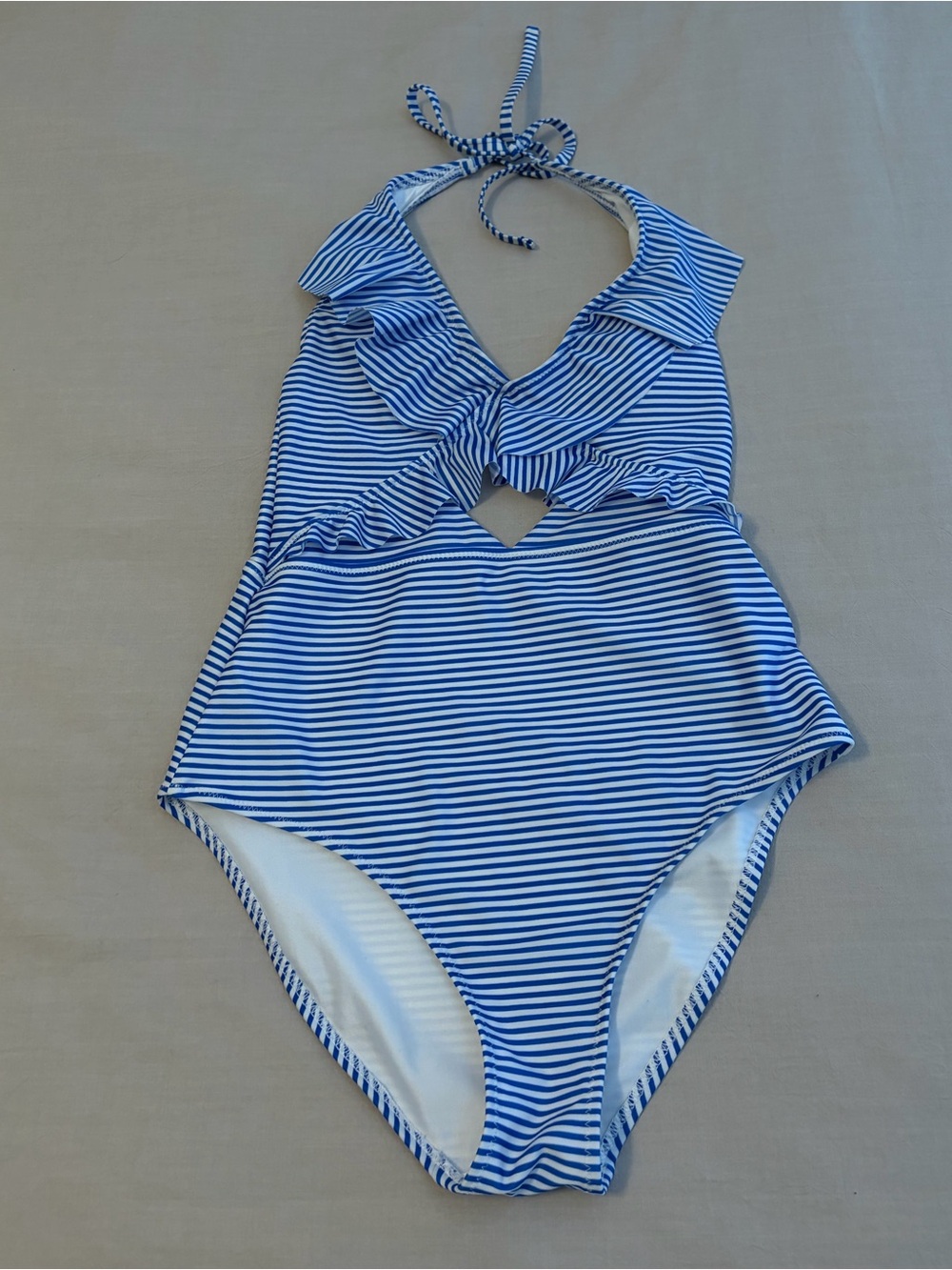Aerie women’s blue and white stripe swimsuit size small